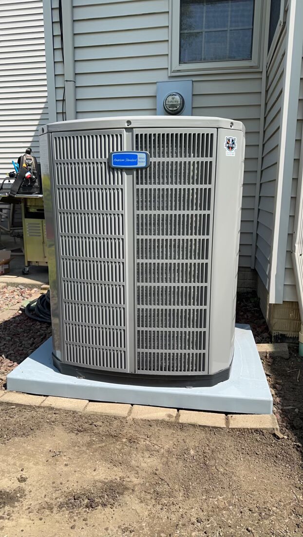 An outdoor air conditioning condenser